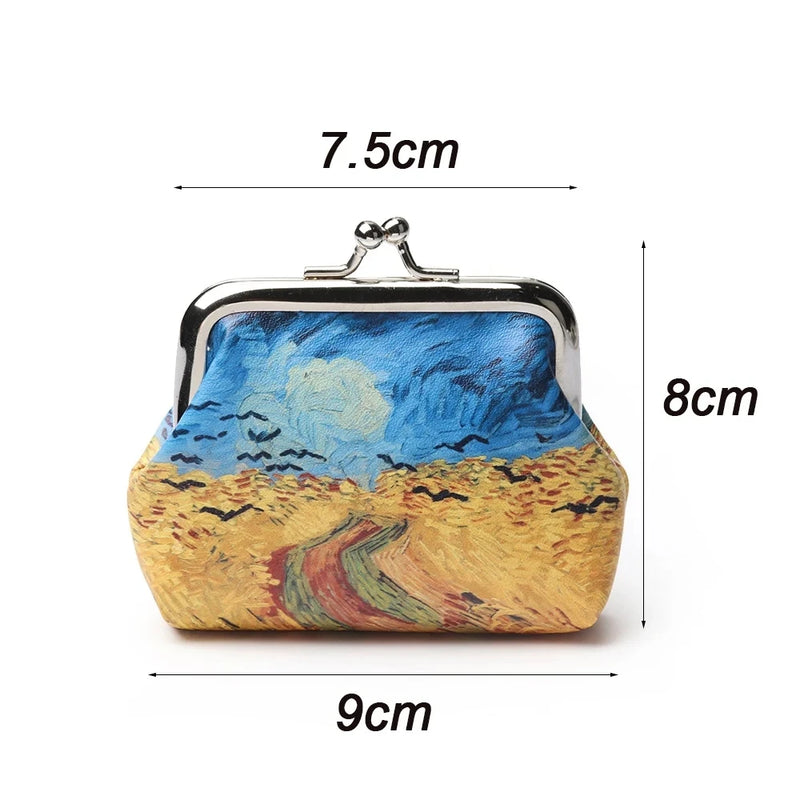 the COIN BAG - Small Wallet Mini Printing Coin Purses, Hasp Cash Card Handbags, Clutch Money Change Bag, Famous Van Gogh Oil Printing