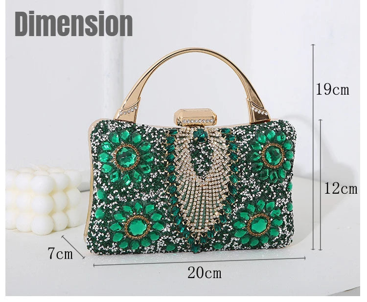 the TREASURE - Rhinestone Beaded Clutch Evening Bag, Women Wedding Party Purse, Evening Banquet Bag