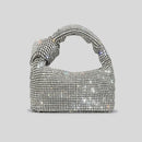 the KNOTTED RHINESTONE - Handle Rhinestones Knot Evening Bags, Silver Crystal Top Handle Bag for Women, Purses and Handbags Luxury Designer Handbag Tote