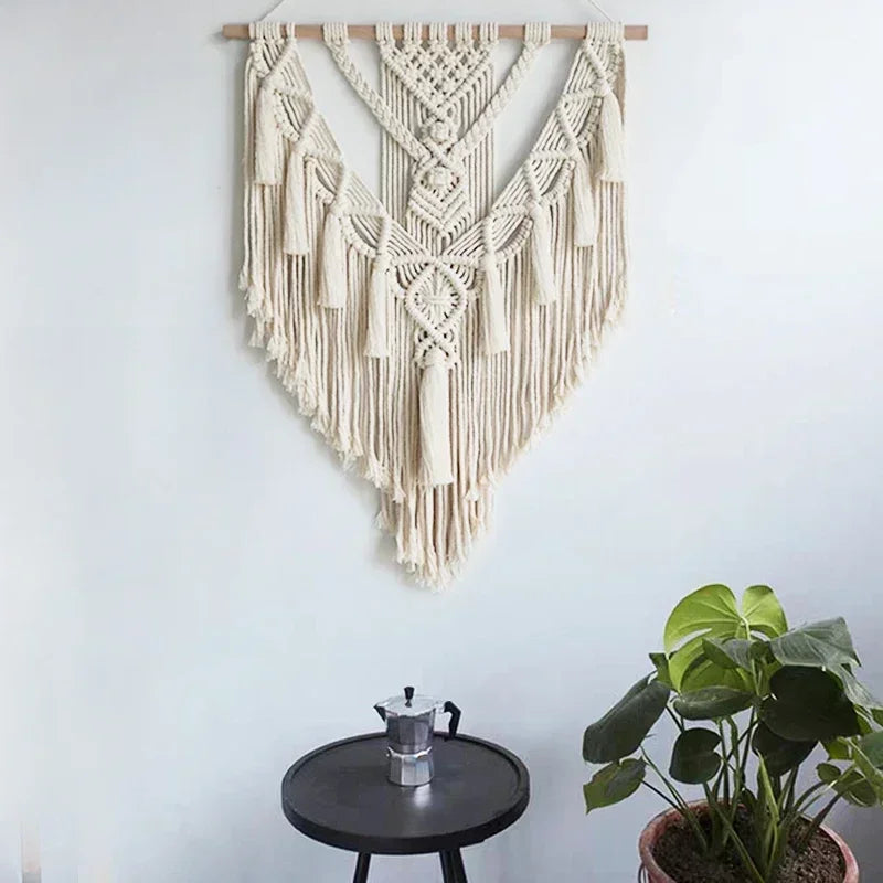 the MACRAME - Macrame Woven Wall Hanging, Boho Home Chic Bohemian Geometric Art Decor, Beautiful Apartment Dorm Room Decoration Tapestry