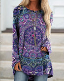 the MANDALA - Vintage European Pattern 3D Print Fashion Long Sleeve Tops for Women