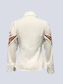 the BOHO RODEO - Elegant Chic Women Tops Western Print Button Turndown Collar Slim Waist Shirt Fringed Hollow Long Sleeve Blouse