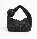 the KNOTTED RHINESTONE - Handle Rhinestones Knot Evening Bags, Silver Crystal Top Handle Bag for Women, Purses and Handbags Luxury Designer Handbag Tote