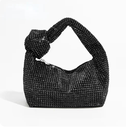 the KNOTTED RHINESTONE - Handle Rhinestones Knot Evening Bags, Silver Crystal Top Handle Bag for Women, Purses and Handbags Luxury Designer Handbag Tote