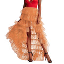 the TULLE BOHO - Women Long High Low Ruffles Tulle Skirt Solid Color Mesh Tied-Up Floor-Length Party Train Overskirt