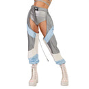 the CHAPS - Women's Festival Rave Pants Chaps Sexy Bottomless Hollow Out Patchwork Solid Loose Fit Buckle Trousers for Club Wear