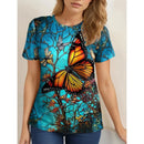 the MONARCH - Women's Summer Butterfly Patterns Short Sleeve Fashion Print Casual T-Shirts