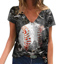 the SOFTBALL MOM - Summer Baseball MOM 3D Print V-Neck Short Sleeve Harajuku Streetwear Oversized T-Shirts for Women