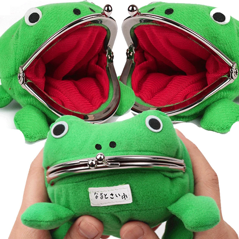 the FROGGY - Frog Coin Purses Cartoon Wallet Pouch, Anime Manga Shape Fluff Clutch Cosplay Cute Wallet Purse, Coin Holder Girls Gift