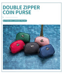 the BEE BAG - Women Cowhide Double Zipper Portable Wallets, Bag Bee Card Hoder Lipstick Case Leather Mini Earphone Coin Purse