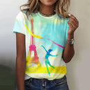 the PARISIAN - Summer Paris Eiffel Tower 3D Print Casual Fashion Short Sleeve O-Neck T-Shirts for Women
