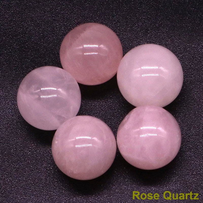 5PCS / Set Mini 16mm Natural Stones Crystals Round Ball Healing Reiki Amethyst Rose Quartz Energy Chakra Globe Beads Specimen