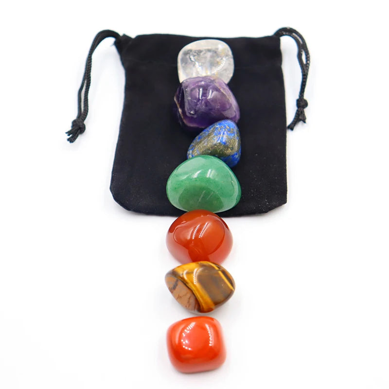 the CHAKRA STONES - 7Pc/Set Natural Crystal Yoga Polished Energy Stone Agate Chakra Reiki Healing Home Decoration Collection Popular Stones