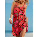 the JUICY FRUIT - Summer 3D Printed Watermelon Print Midi Sleeveless Retro Suspender Bohemian Sundress
