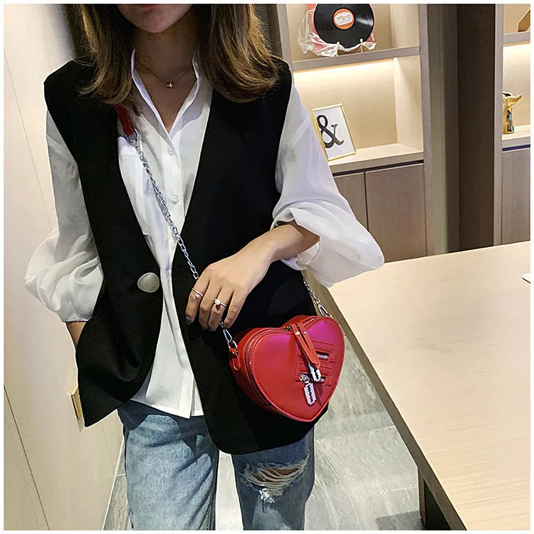 the GOTHIC HEART - Gothic Heart Blade Zipper Chain Crossbody Bags for Women/Girl, Casual Shoulder Purses Handbags