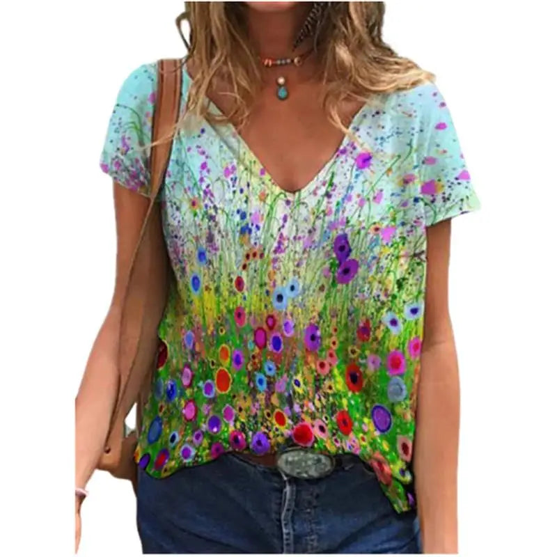 Oversized Summer Women Tops Fashion Short Sleeve 3d Flower Print Beauty T Shirt Streetwear Loose Harajuku Casual Female Clothing