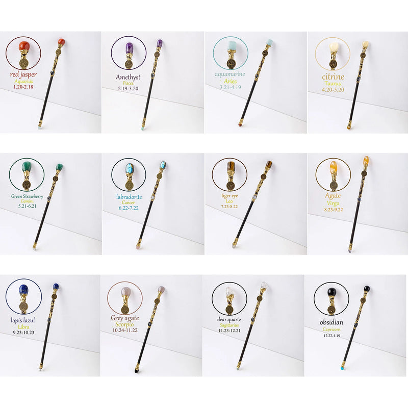 1PC 12 Constellation Crystal Stone Wand Magic Gem Healing Home Decor Easter Halloween Creative Gifts 2023 New Arrivals