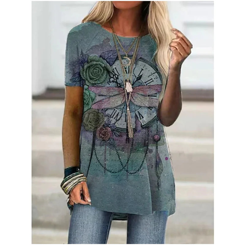 Women's T Shirt Marbling 3d Print T-shirt Women Fashion Abstract Face T-shirts Ladies Tops Tees Vintage Tshirt Casual Loose