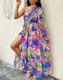 the BRIDESMAID BOHO - Spring/Summer Elegant Off Shoulder Print Loose Long Dress