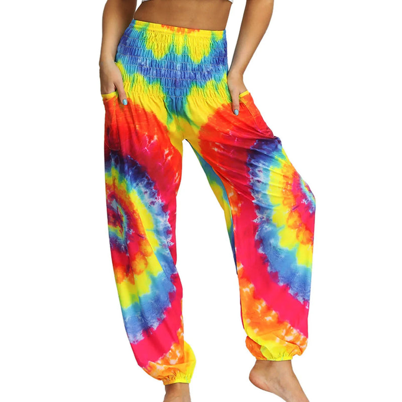 Women'S Pants Women'S Sweatpants Hippie Bohemian Palazzo Yoga Scrunched Bottom Women'S Tie Dye Harem Pants Vetement Femme