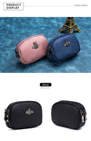 the BEE BAG - Women Cowhide Double Zipper Portable Wallets, Bag Bee Card Hoder Lipstick Case Leather Mini Earphone Coin Purse