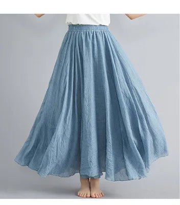 Fashion Clothes Women Clothing Skirts Vintage Y2k Elegant Streetwear Bohemian Cotton Linen Casual Vestido De Festa Long Skirt