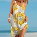 the SUNFLOWER - Summer Sunflower Beach Dress 3D Print Vacation Party Sundress Casual Sleeveless Beachwear Dress