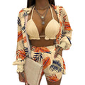 2024 Bohemia Beach Summer Women Clothing Outfits Fashion Spring Sling Tops Long Shirt Short Pants 3 Pcs Sets