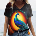 Women's T Shirt Tee 3d Peacock Feathers Print Daily Fashion Short Sleeve Aesthetics Casual V Neck Casual T-Shirts For Woman