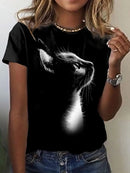 the CAT CRAZY LADY - Summer 3D Printing Cute Cat Fashion Short Sleeve Oversized T-Shirts for Women