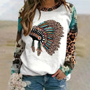 the NATIVE - Long Sleeve Tops Fashionable 3D Horse Pattern Printed Pullover Loose Tops for Women