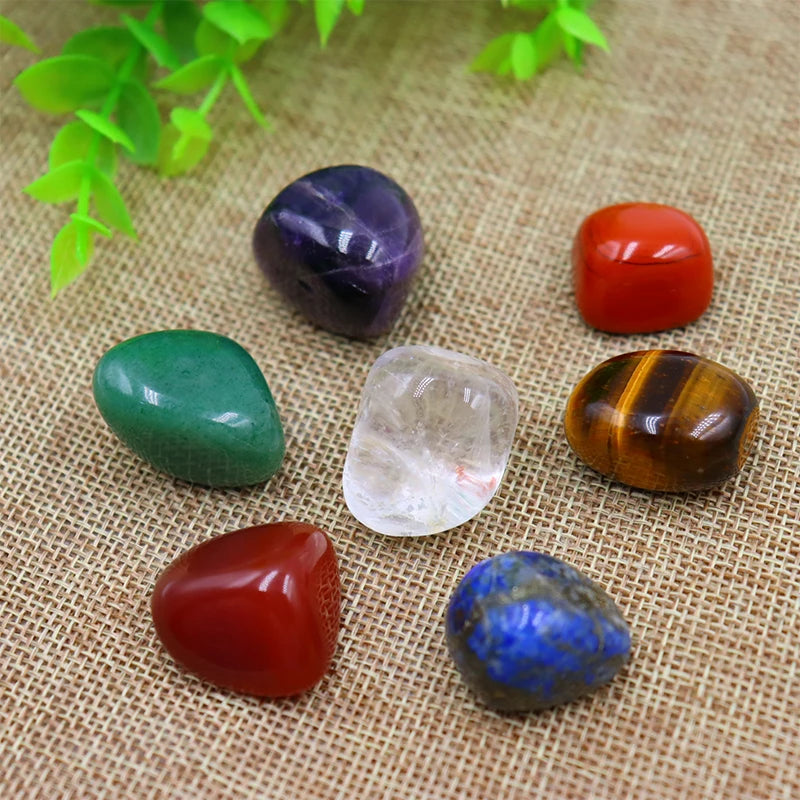 the CHAKRA STONES - 7Pc/Set Natural Crystal Yoga Polished Energy Stone Agate Chakra Reiki Healing Home Decoration Collection Popular Stones