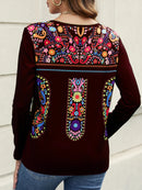 the BOHO BEAUTY - Spring/Summer Bohemian Print Long Sleeved Shirt for Women
