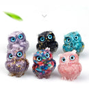 the WISE OWL - 1PCS Natural Crystal Stone Gravel Owl Animal Crafts, Hand Made Small Figurines DIY Resin Table Decor, Home Decor Collect Gifts