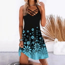 the HOT GIRL SUMMER - Beach Printed Sleeveless Boho Casual Hollow Out Short Dress for Women