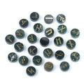 the RUNES - 25pcs Natural Crystal Runes Signs Round Stone Runic Alphabets Letters Sacred Symbol Healing Gem Energy Amulet Reiki Chakra Set