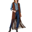 the ANNIE OAKLEY - Women's Western Bohemian Sleeveless Cardigan Vest with Tassel Detail Patch Pockets for Cowboy Cosplay