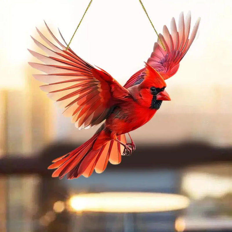 the SUNCATCHER - Winged Hanging Cardinal Christmas Ornaments, Hummingbird Suncatchers Gift