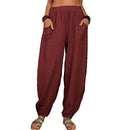 the BOHO JOGGER - Casual Women Harem Pants Cotton Linen Loose Wide Leg Long Pants
