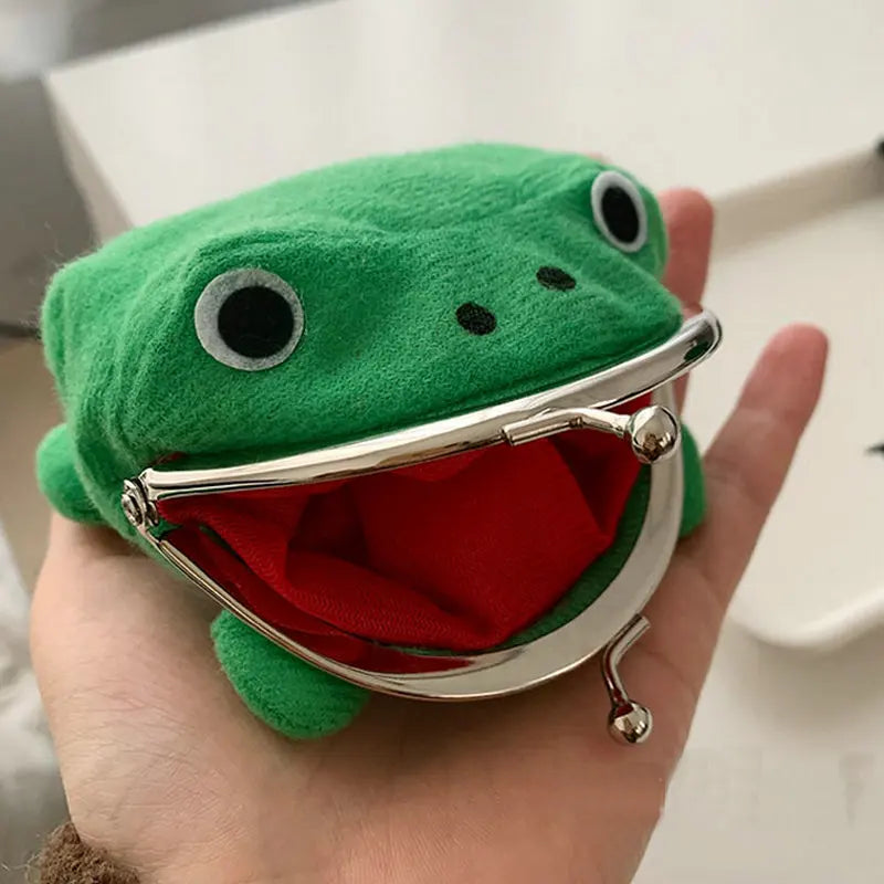 the FROGGY - Frog Coin Purses Cartoon Wallet Pouch, Anime Manga Shape Fluff Clutch Cosplay Cute Wallet Purse, Coin Holder Girls Gift