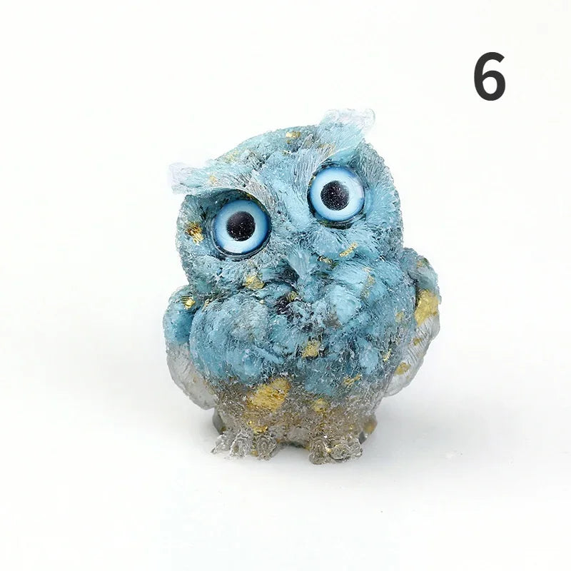 1PCS Natural Crystal Stone Gravel Owl Animal Crafts Hand Made Small Figurines DIY Resin Table Decor Home Decor Collect Gifts