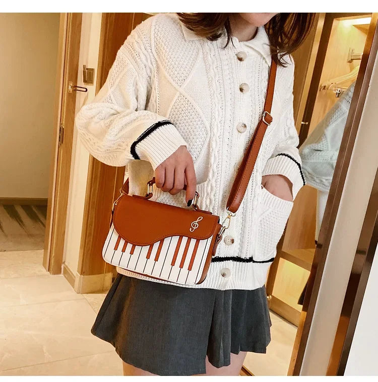 the KEYBOARD - Piano Design Women Shoulder Bags, PU Leather Messenger Bag, Handbag Fashion Crossbody Bag/Pocket Coin Purse