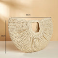 the WOVEN BAG - Straw Bag Rattan Woven Round Tassel Handbag for Women, Large Capacity Shoulder Tote Purse, Ladies Holiday Wood Handle Shopping Bag