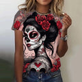 Women's T-shirt for Girls Summer Short Sleeve Casual Fashion  Sexy Girls Clothes Horror Undead Skull Pattern oversized T-shirts