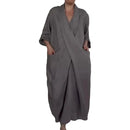 the WRAP BOHO - Spring/Fall Maxi Robe Baggy Cross V Neck Large Pocket Retro A-Line Bohemian Maxi Dress