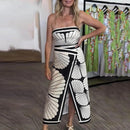 the LUAU - Sexy Summer Color Block Printed Off Shoulder Backless Split Strapless High Waist Bohemian Dress