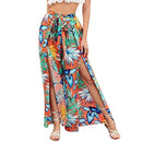 the PALAZZO - Fashion Printed Wide Leg Pants Front Split Bloomers Beach Style Cover Ups Wide Leg Trousers