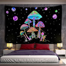 the PLANET MUSHROOM - Cartoon Planet Mushroom Tapestry Wall Hanging, Psychedelic Abstract Boho Kawaii Bedroom/Living Room/Bedroom Decor