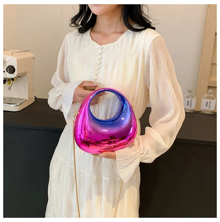 the GLAM BAG - Luxury Designer Evening Clutch, Clear Acrylic Women Handbags, Fashion Shoulder Bag, Half Moon Wedding Purses