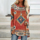 the NATIVE NAVAJO - Vintage Pattern Long Sleeves Autumn Loose Pullover Shirts for Women
